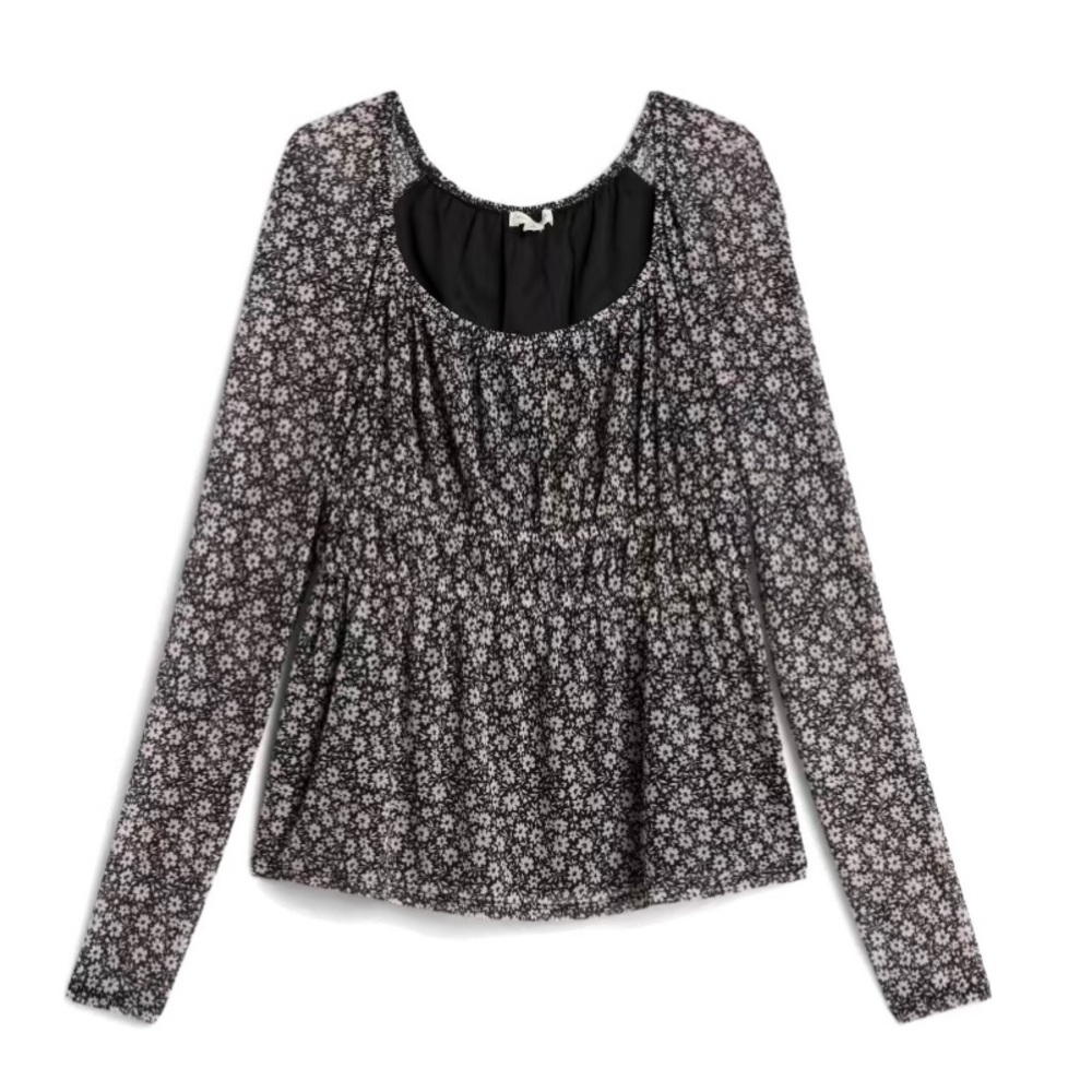 Anya Square Neck Mesh Knit Top